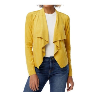Women's Bagatelle Collection Yellow Faux Suede Draped Jacket Size L
